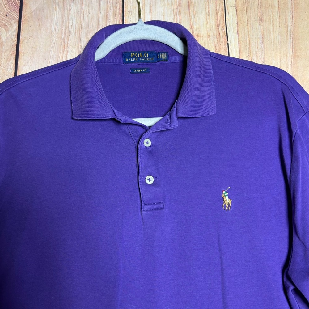 Polo Ralph Lauren Polo Shirt Mens Large Purple Classic Fit Pony Preppy Old Money